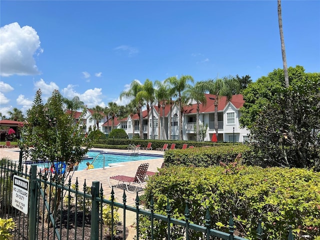 view of pool featuring a patio