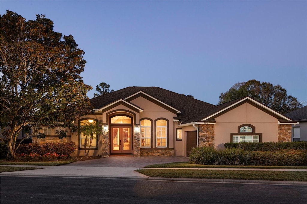 view of front of property with french doors