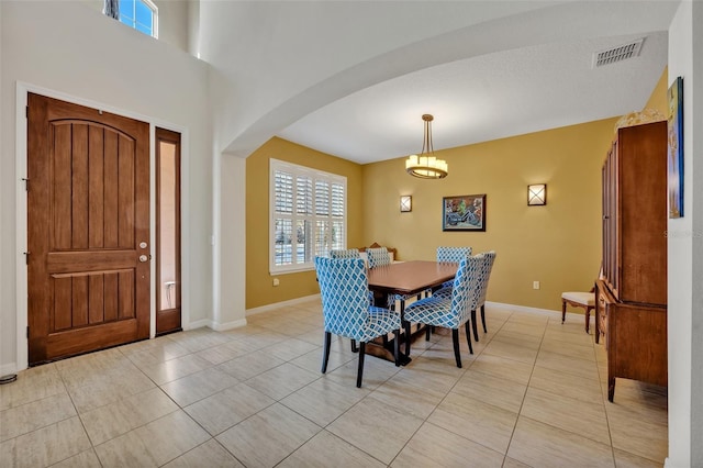 view of tiled dining room