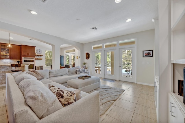 view of tiled living room