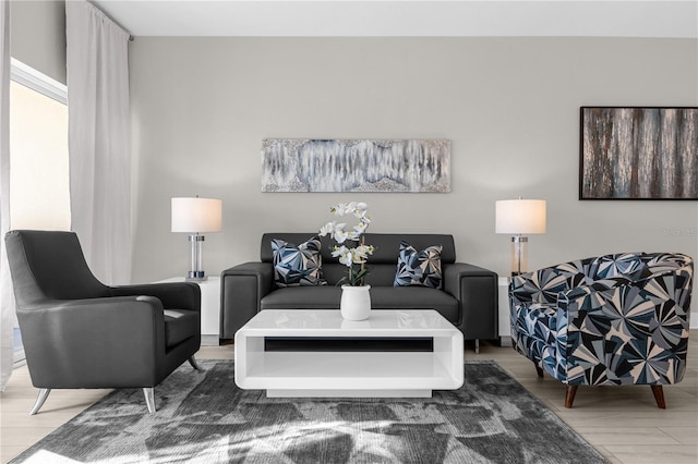 living room with hardwood / wood-style floors