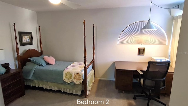 bedroom featuring ceiling fan