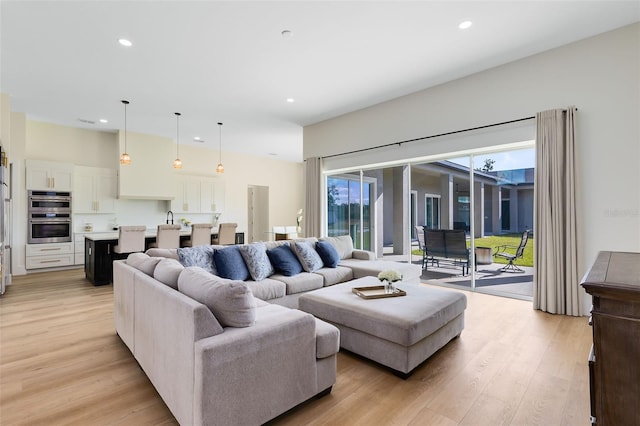 living room featuring light hardwood / wood-style floors