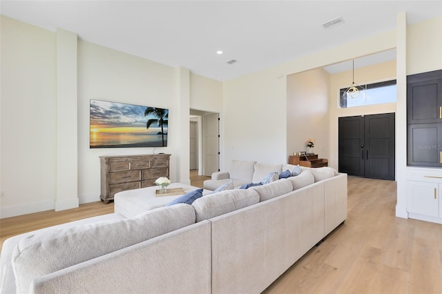 living room featuring light hardwood / wood-style flooring