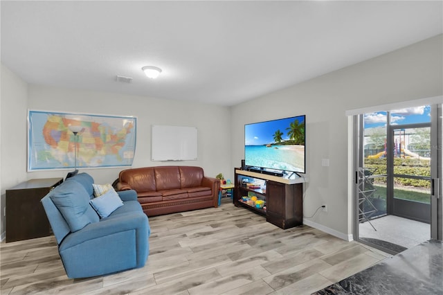 living room featuring light hardwood / wood-style floors