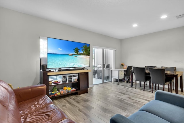 living room featuring light hardwood / wood-style flooring