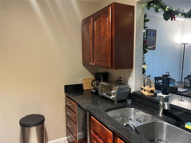 kitchen with sink and wine cooler