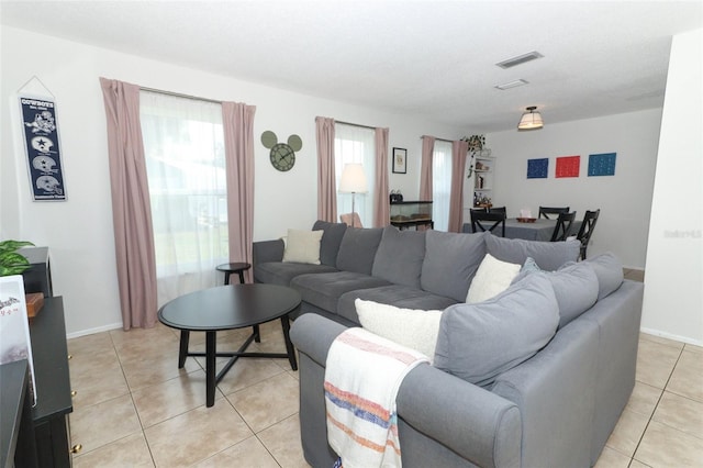 view of tiled living room