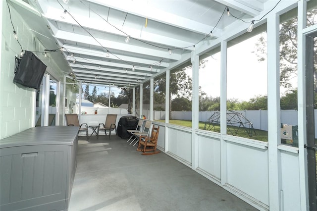 view of unfurnished sunroom