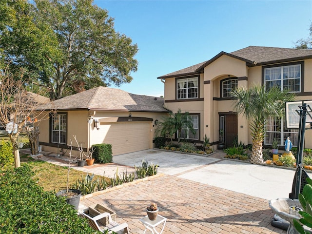 view of front of house with a garage