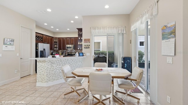 view of tiled dining room