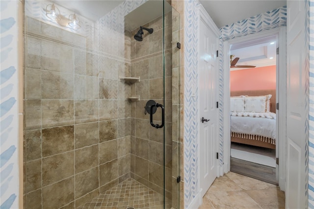 bathroom featuring an enclosed shower