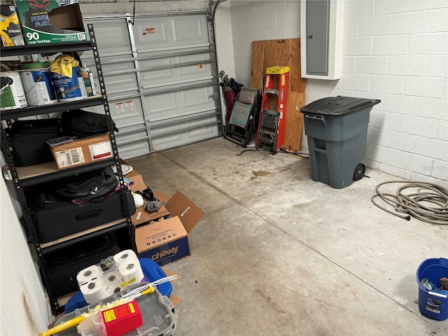 garage with electric panel