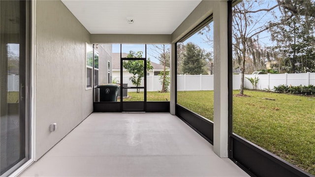 view of unfurnished sunroom