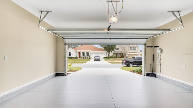 garage with a garage door opener