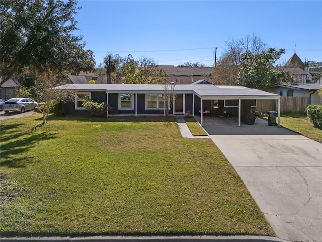 single story home with a carport and a front yard