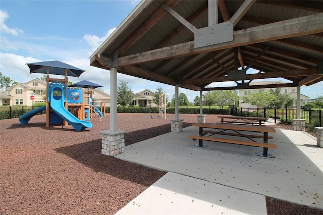 view of playground with a gazebo