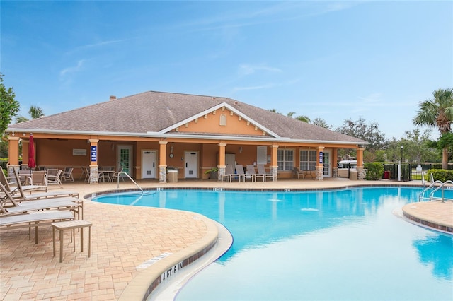 view of pool featuring a patio area