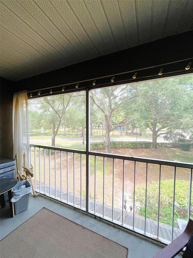 view of unfurnished sunroom
