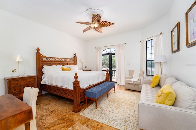 11148 Lane Park Rd, Tavares, FL 32778 - bedroom featuring access to outside, ceiling fan, and french doors