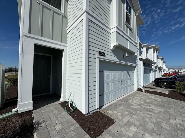 exterior space featuring a garage