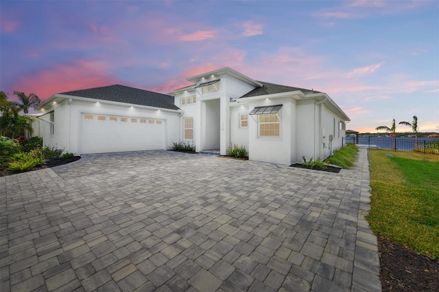 view of front of house with a garage