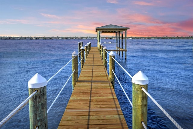 view of dock featuring a water view