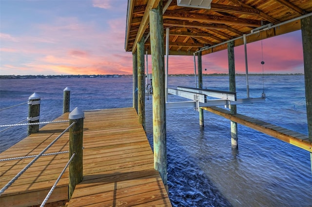 dock area featuring a water view