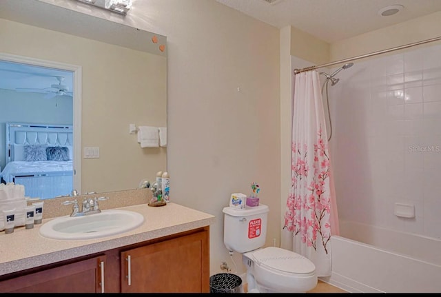 full bathroom featuring toilet, vanity, and shower / bath combo