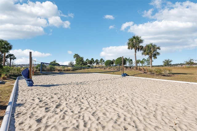 view of property's community featuring volleyball court