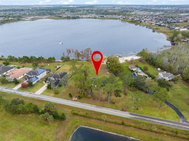 bird's eye view featuring a water view