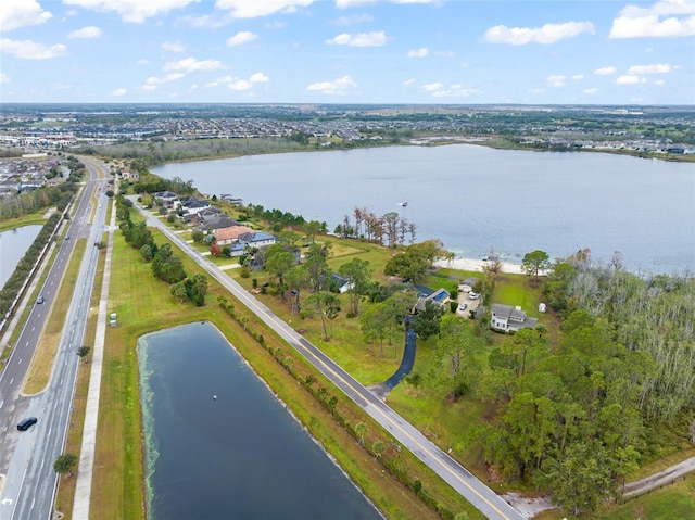 bird's eye view featuring a water view