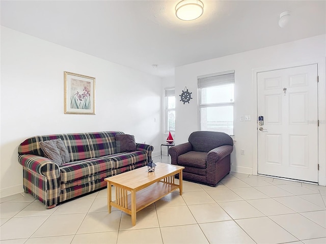 view of tiled living room