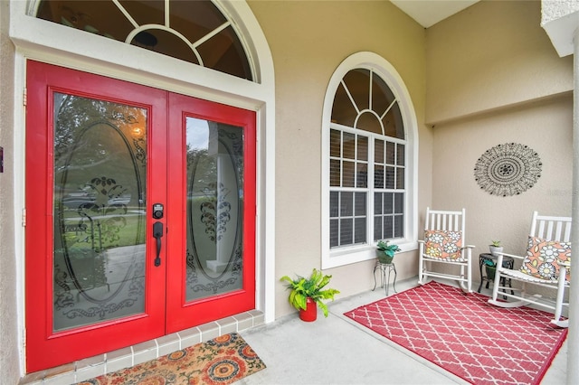 entrance to property with french doors