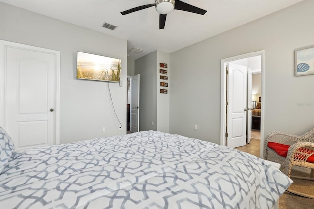 bedroom featuring ceiling fan