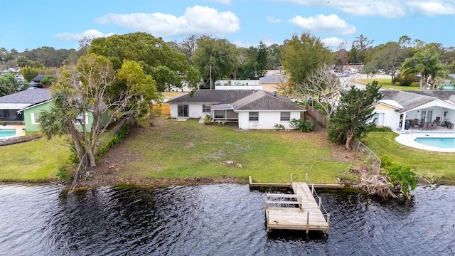 exterior space featuring a water view