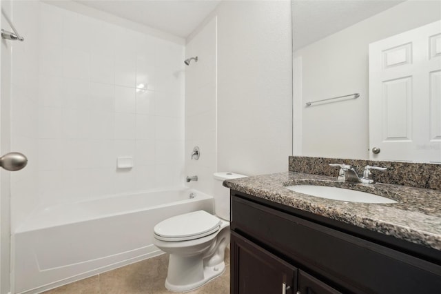 full bathroom featuring tile patterned flooring, vanity, toilet, and shower / bath combination