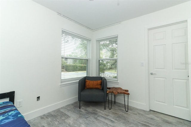 sitting room featuring light hardwood / wood-style floors