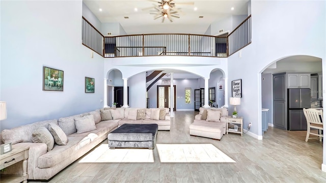 living room featuring light wood-type flooring