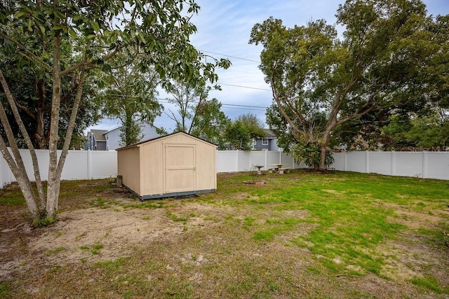 view of yard with a storage unit