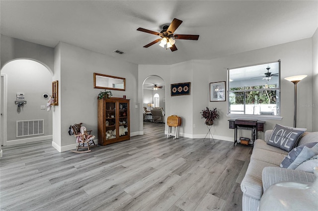 living room with light wood-type flooring