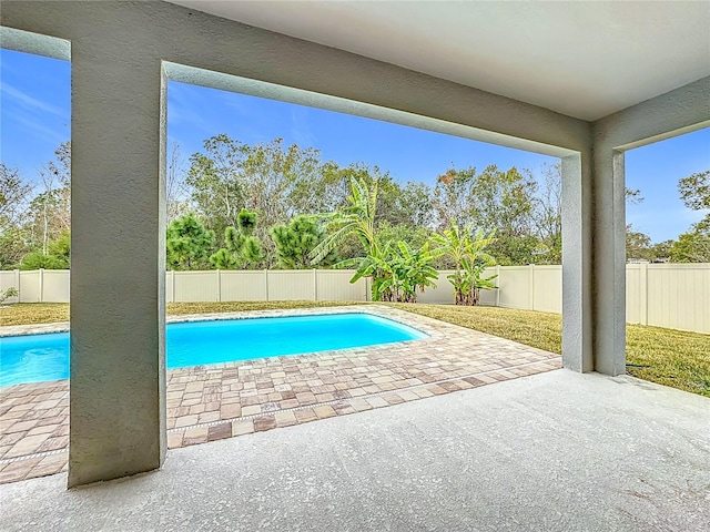 view of swimming pool featuring a patio