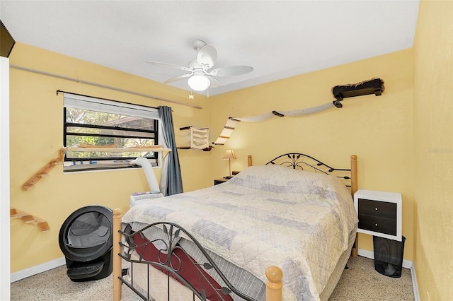 bedroom featuring ceiling fan