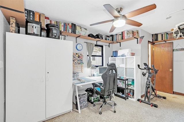 office featuring ceiling fan