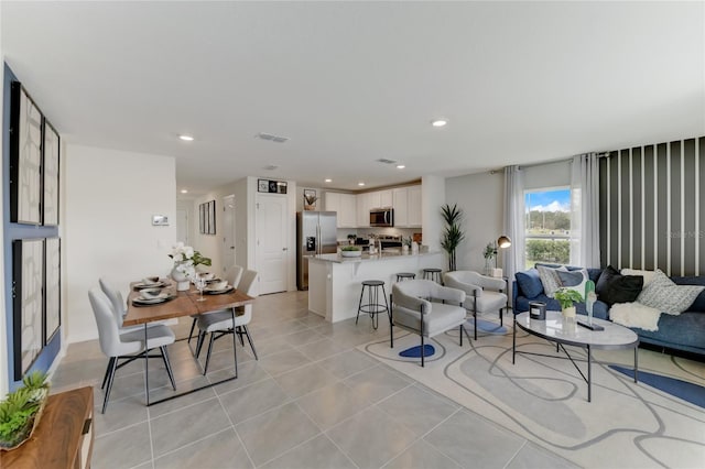 view of tiled living room