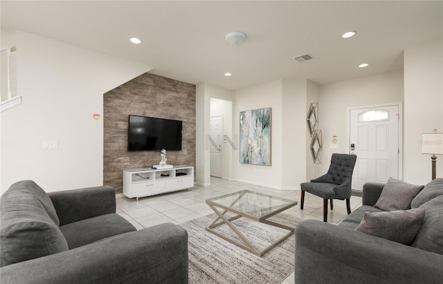 view of tiled living room