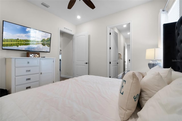 bedroom featuring ceiling fan