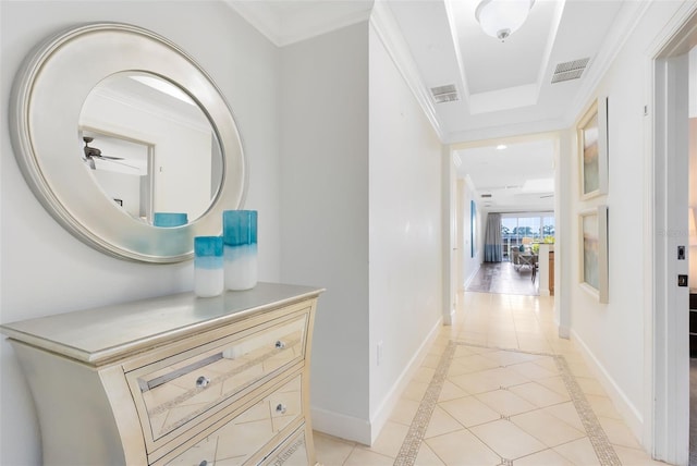 corridor featuring light tile patterned flooring