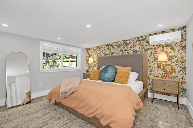 bedroom with a wall mounted air conditioner