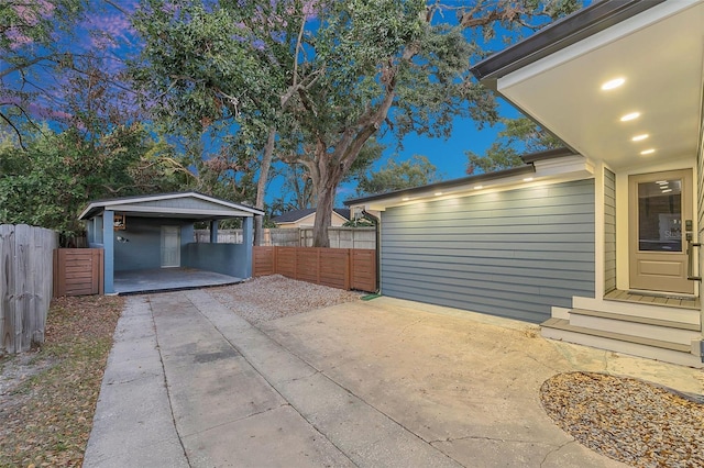 view of patio with a carport